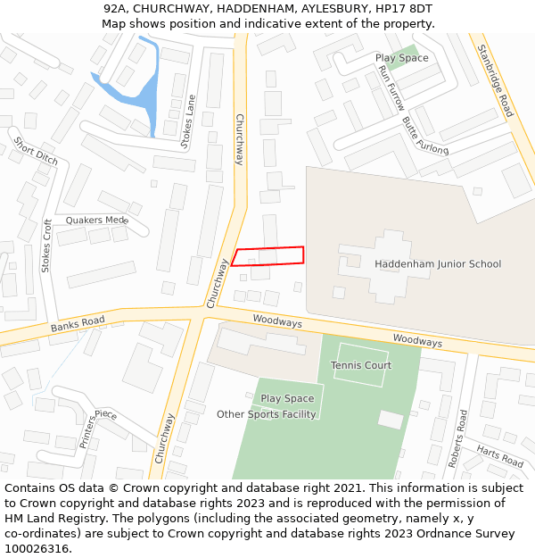 92A, CHURCHWAY, HADDENHAM, AYLESBURY, HP17 8DT: Location map and indicative extent of plot