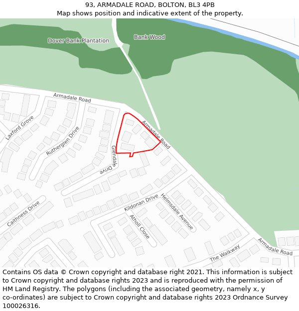 93, ARMADALE ROAD, BOLTON, BL3 4PB: Location map and indicative extent of plot