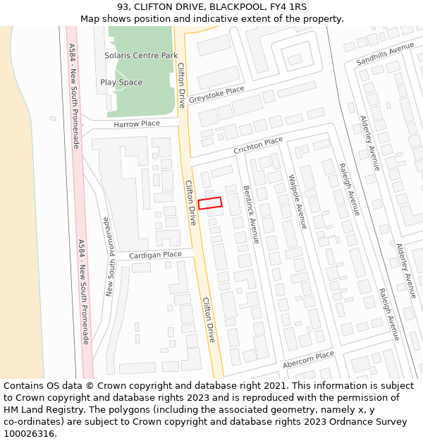 93, CLIFTON DRIVE, BLACKPOOL, FY4 1RS: Location map and indicative extent of plot