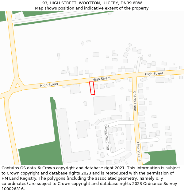 93, HIGH STREET, WOOTTON, ULCEBY, DN39 6RW: Location map and indicative extent of plot