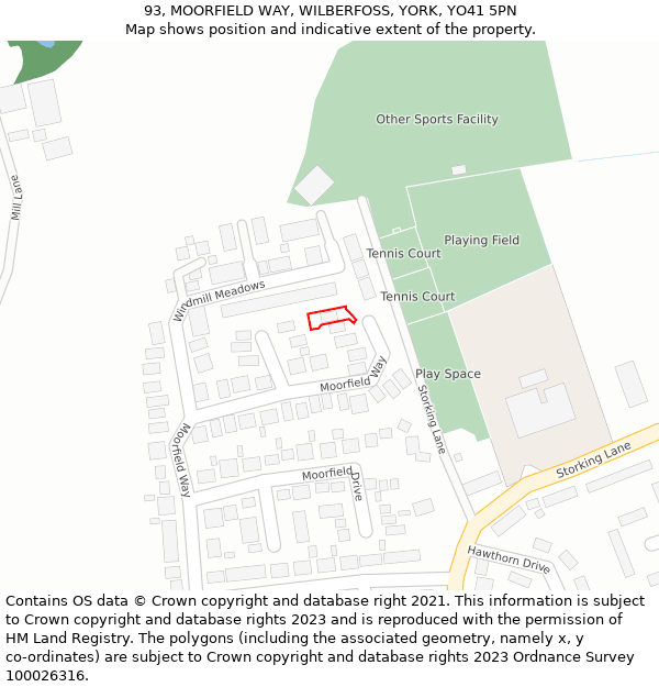 93, MOORFIELD WAY, WILBERFOSS, YORK, YO41 5PN: Location map and indicative extent of plot
