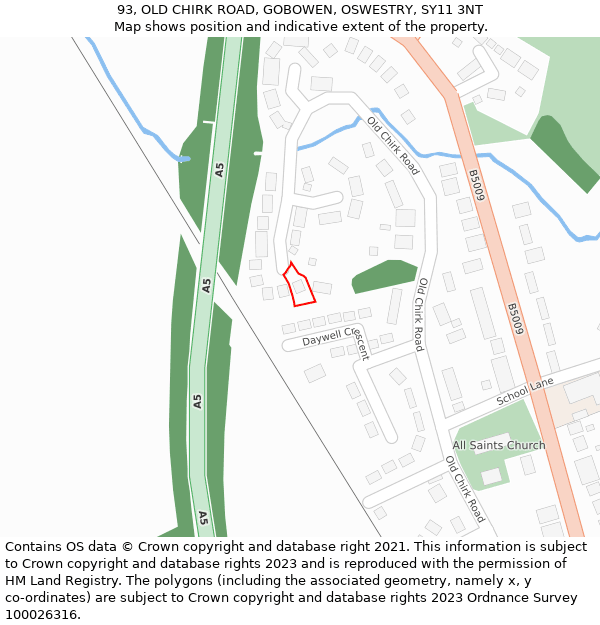 93, OLD CHIRK ROAD, GOBOWEN, OSWESTRY, SY11 3NT: Location map and indicative extent of plot