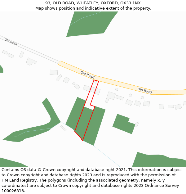 93, OLD ROAD, WHEATLEY, OXFORD, OX33 1NX: Location map and indicative extent of plot