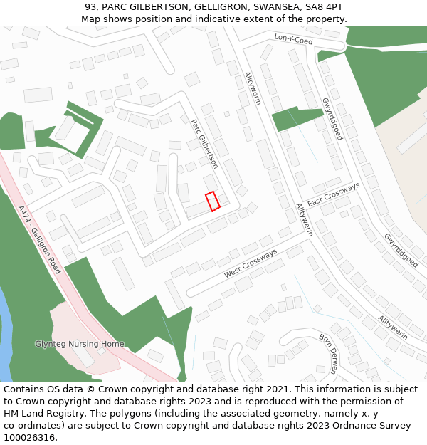 93, PARC GILBERTSON, GELLIGRON, SWANSEA, SA8 4PT: Location map and indicative extent of plot