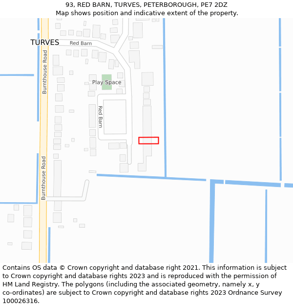 93, RED BARN, TURVES, PETERBOROUGH, PE7 2DZ: Location map and indicative extent of plot