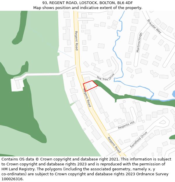 93, REGENT ROAD, LOSTOCK, BOLTON, BL6 4DF: Location map and indicative extent of plot