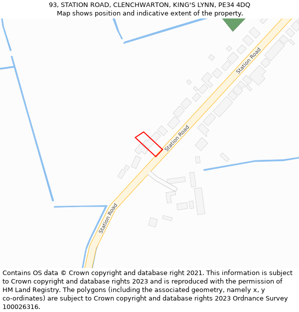 93, STATION ROAD, CLENCHWARTON, KING'S LYNN, PE34 4DQ: Location map and indicative extent of plot