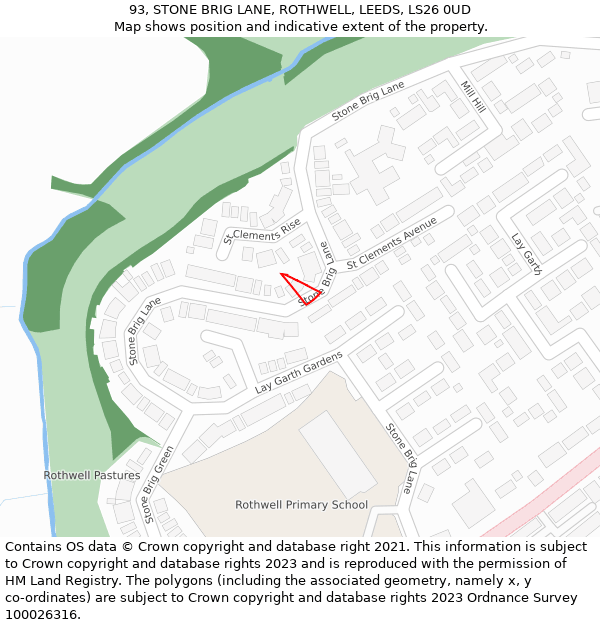 93, STONE BRIG LANE, ROTHWELL, LEEDS, LS26 0UD: Location map and indicative extent of plot