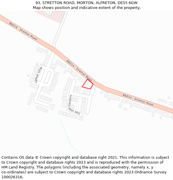 93, STRETTON ROAD, MORTON, ALFRETON, DE55 6GW: Location map and indicative extent of plot