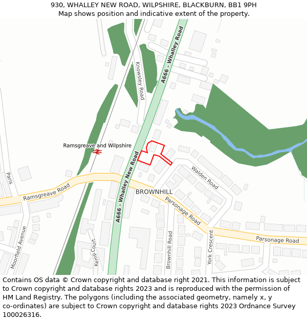 930, WHALLEY NEW ROAD, WILPSHIRE, BLACKBURN, BB1 9PH: Location map and indicative extent of plot