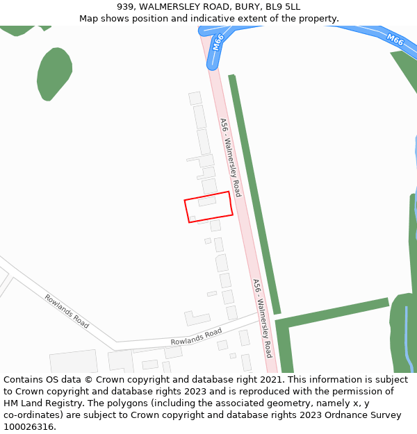 939, WALMERSLEY ROAD, BURY, BL9 5LL: Location map and indicative extent of plot