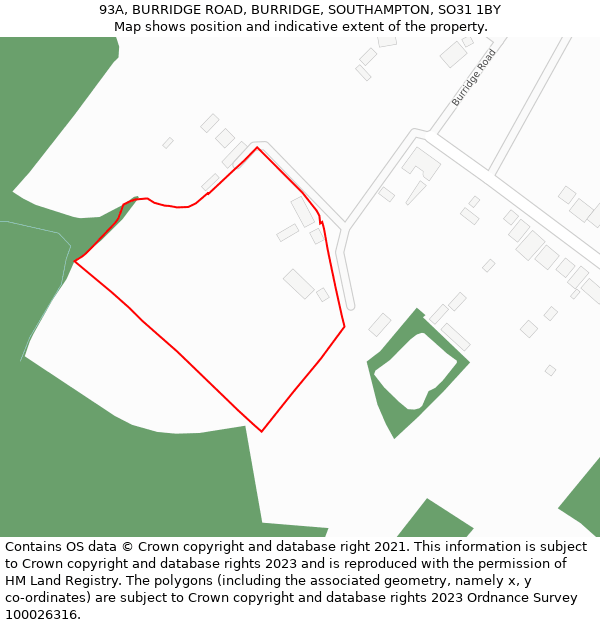 93A, BURRIDGE ROAD, BURRIDGE, SOUTHAMPTON, SO31 1BY: Location map and indicative extent of plot