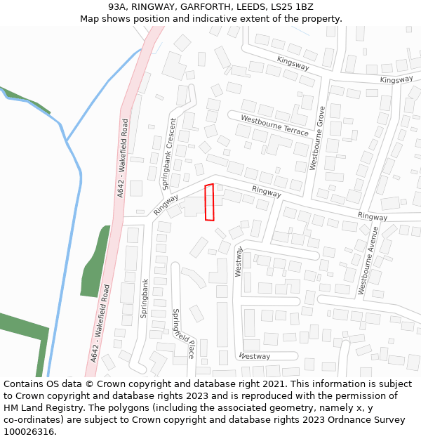 93A, RINGWAY, GARFORTH, LEEDS, LS25 1BZ: Location map and indicative extent of plot