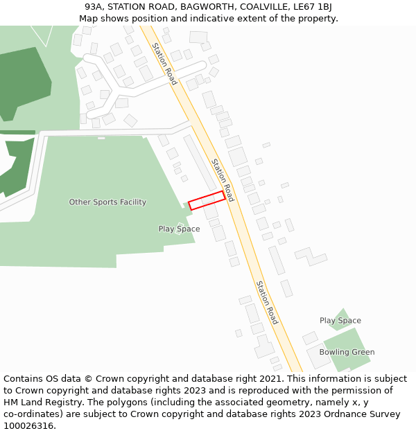 93A, STATION ROAD, BAGWORTH, COALVILLE, LE67 1BJ: Location map and indicative extent of plot