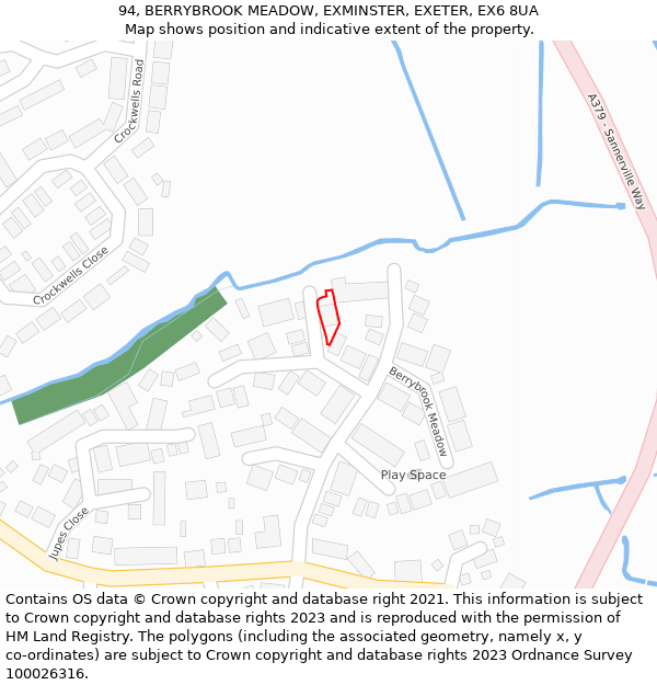 94, BERRYBROOK MEADOW, EXMINSTER, EXETER, EX6 8UA: Location map and indicative extent of plot