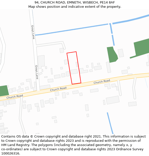 94, CHURCH ROAD, EMNETH, WISBECH, PE14 8AF: Location map and indicative extent of plot