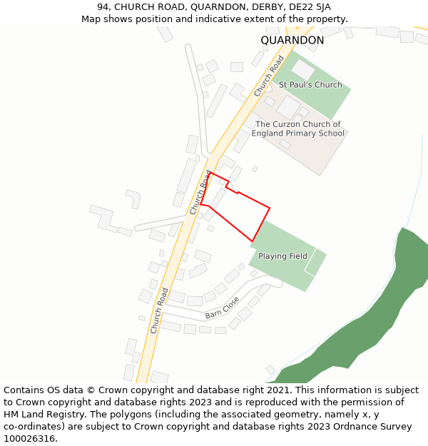 94, CHURCH ROAD, QUARNDON, DERBY, DE22 5JA: Location map and indicative extent of plot