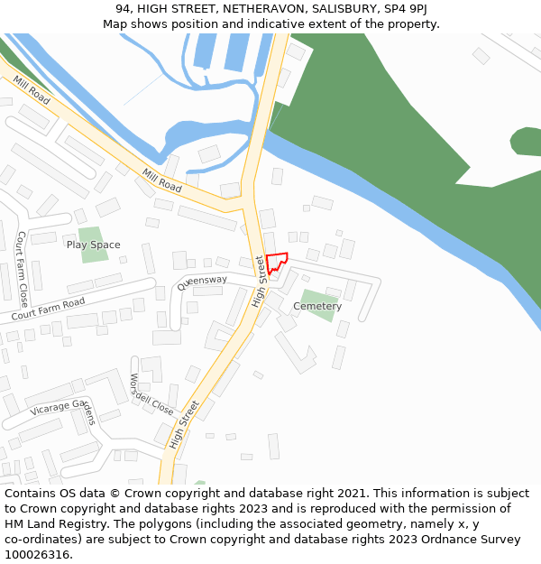 94, HIGH STREET, NETHERAVON, SALISBURY, SP4 9PJ: Location map and indicative extent of plot