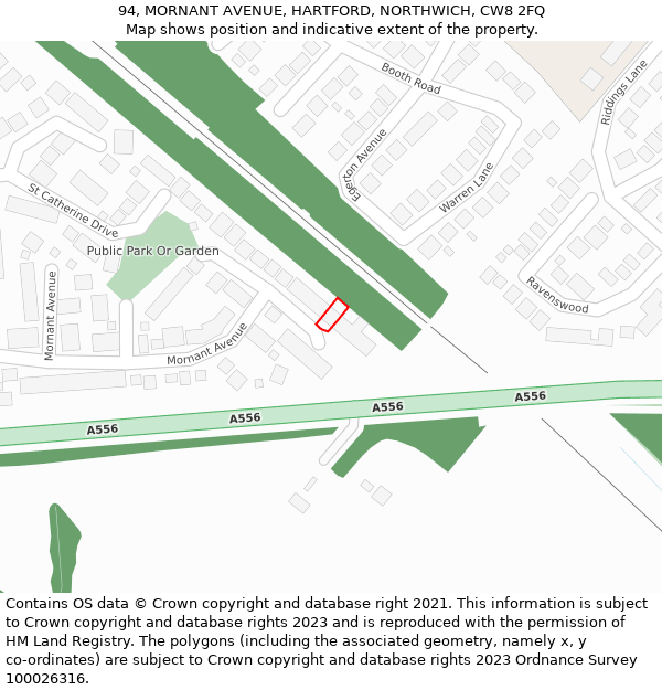 94, MORNANT AVENUE, HARTFORD, NORTHWICH, CW8 2FQ: Location map and indicative extent of plot