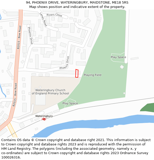 94, PHOENIX DRIVE, WATERINGBURY, MAIDSTONE, ME18 5RS: Location map and indicative extent of plot