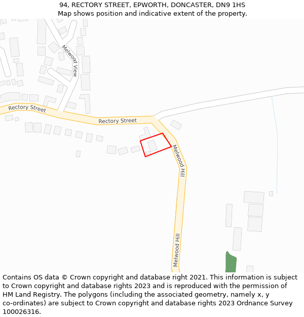 94, RECTORY STREET, EPWORTH, DONCASTER, DN9 1HS: Location map and indicative extent of plot