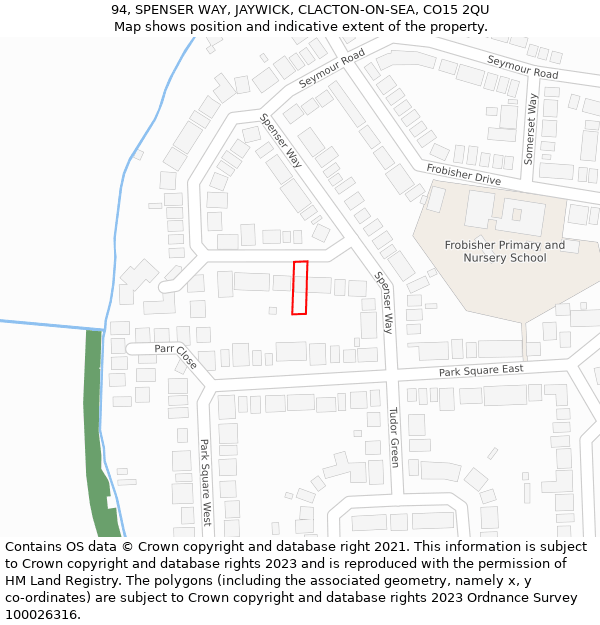 94, SPENSER WAY, JAYWICK, CLACTON-ON-SEA, CO15 2QU: Location map and indicative extent of plot