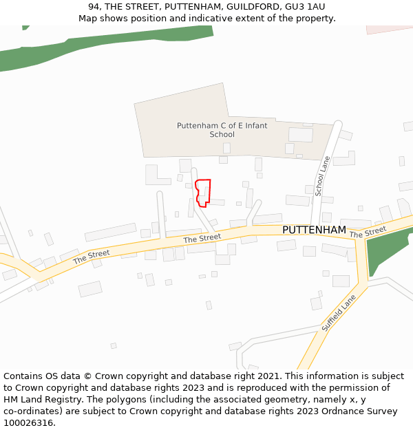 94, THE STREET, PUTTENHAM, GUILDFORD, GU3 1AU: Location map and indicative extent of plot