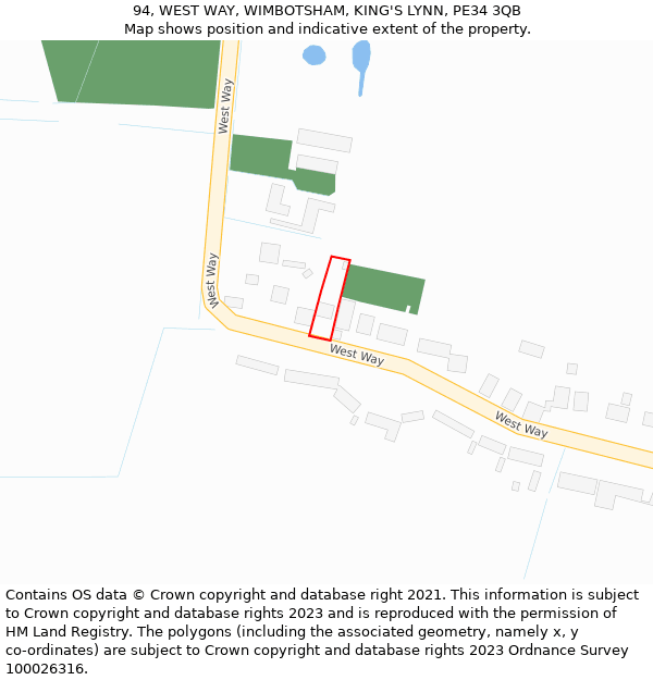 94, WEST WAY, WIMBOTSHAM, KING'S LYNN, PE34 3QB: Location map and indicative extent of plot