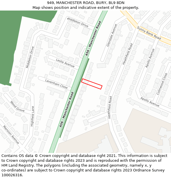 949, MANCHESTER ROAD, BURY, BL9 8DN: Location map and indicative extent of plot