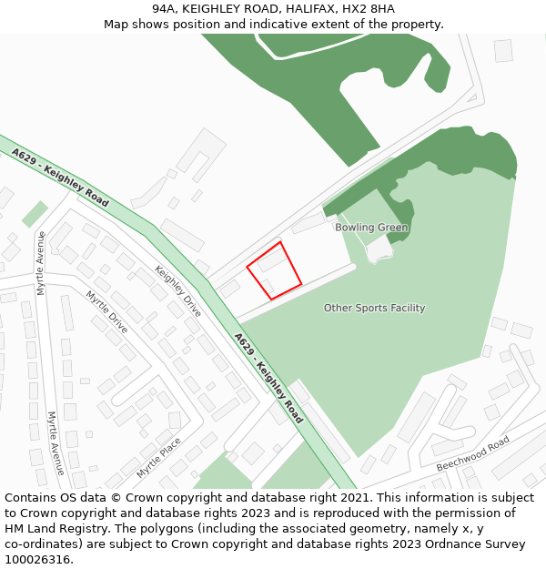 94A, KEIGHLEY ROAD, HALIFAX, HX2 8HA: Location map and indicative extent of plot