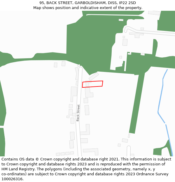 95, BACK STREET, GARBOLDISHAM, DISS, IP22 2SD: Location map and indicative extent of plot