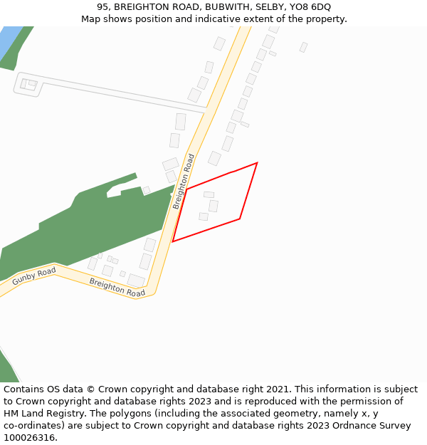 95, BREIGHTON ROAD, BUBWITH, SELBY, YO8 6DQ: Location map and indicative extent of plot