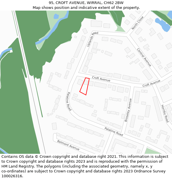 95, CROFT AVENUE, WIRRAL, CH62 2BW: Location map and indicative extent of plot