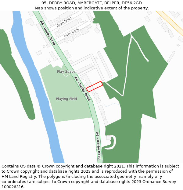 95, DERBY ROAD, AMBERGATE, BELPER, DE56 2GD: Location map and indicative extent of plot