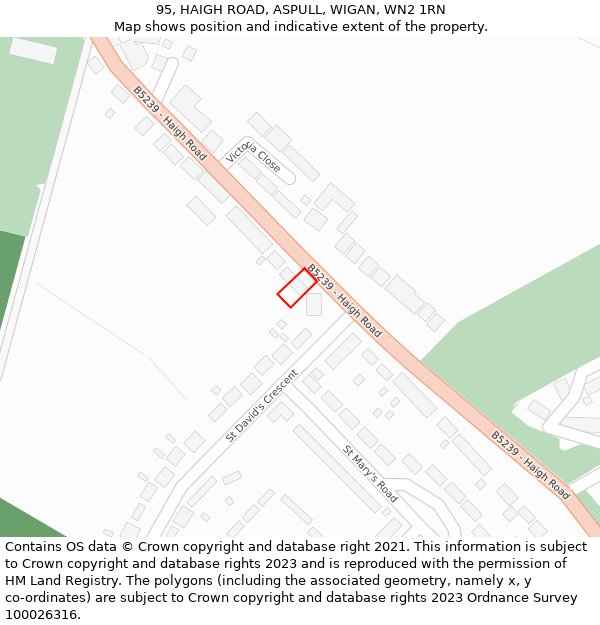 95, HAIGH ROAD, ASPULL, WIGAN, WN2 1RN: Location map and indicative extent of plot