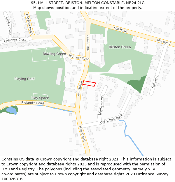 95, HALL STREET, BRISTON, MELTON CONSTABLE, NR24 2LG: Location map and indicative extent of plot