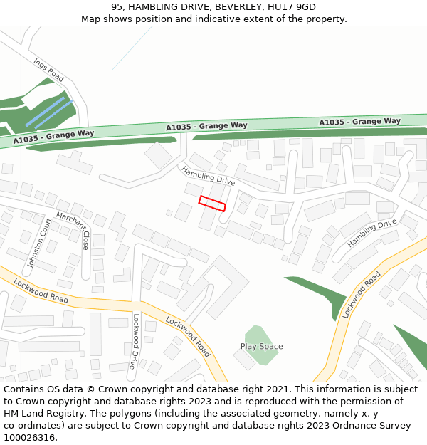 95, HAMBLING DRIVE, BEVERLEY, HU17 9GD: Location map and indicative extent of plot