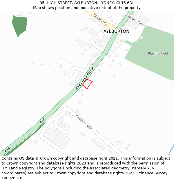 95, HIGH STREET, AYLBURTON, LYDNEY, GL15 6DL: Location map and indicative extent of plot