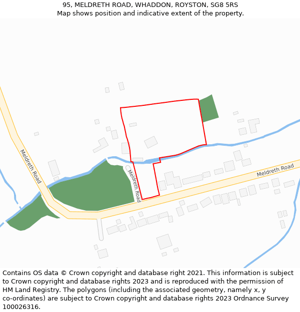 95, MELDRETH ROAD, WHADDON, ROYSTON, SG8 5RS: Location map and indicative extent of plot