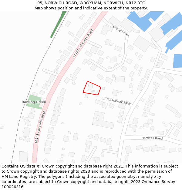 95, NORWICH ROAD, WROXHAM, NORWICH, NR12 8TG: Location map and indicative extent of plot
