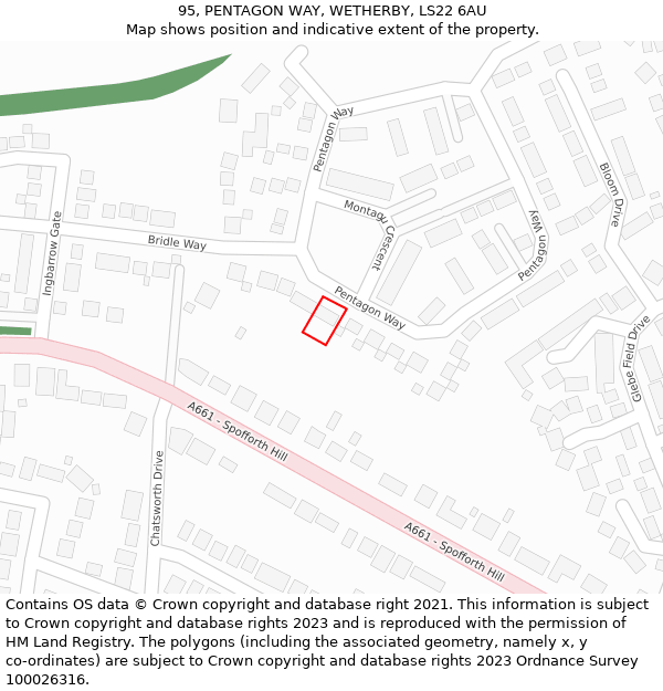 95, PENTAGON WAY, WETHERBY, LS22 6AU: Location map and indicative extent of plot