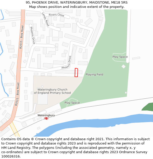 95, PHOENIX DRIVE, WATERINGBURY, MAIDSTONE, ME18 5RS: Location map and indicative extent of plot