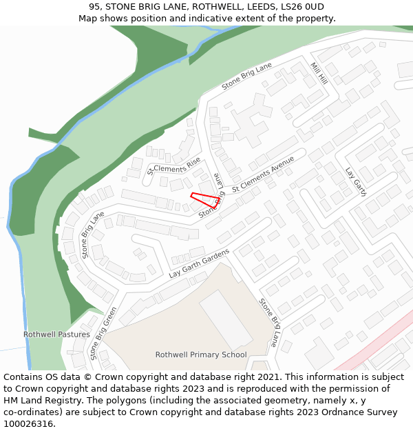 95, STONE BRIG LANE, ROTHWELL, LEEDS, LS26 0UD: Location map and indicative extent of plot