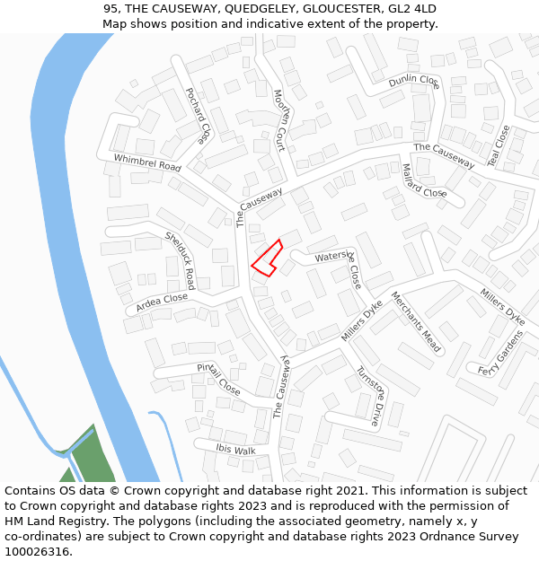 95, THE CAUSEWAY, QUEDGELEY, GLOUCESTER, GL2 4LD: Location map and indicative extent of plot