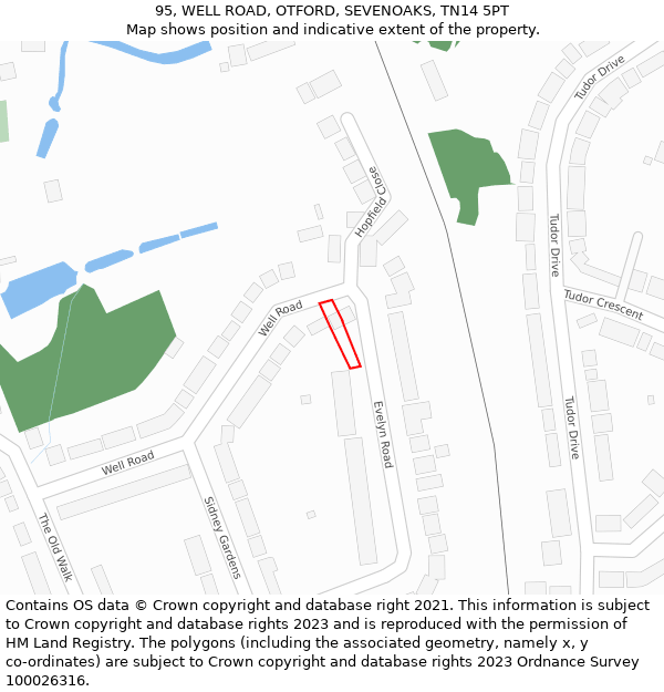 95, WELL ROAD, OTFORD, SEVENOAKS, TN14 5PT: Location map and indicative extent of plot