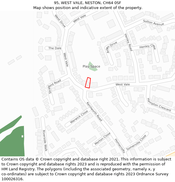 95, WEST VALE, NESTON, CH64 0SF: Location map and indicative extent of plot