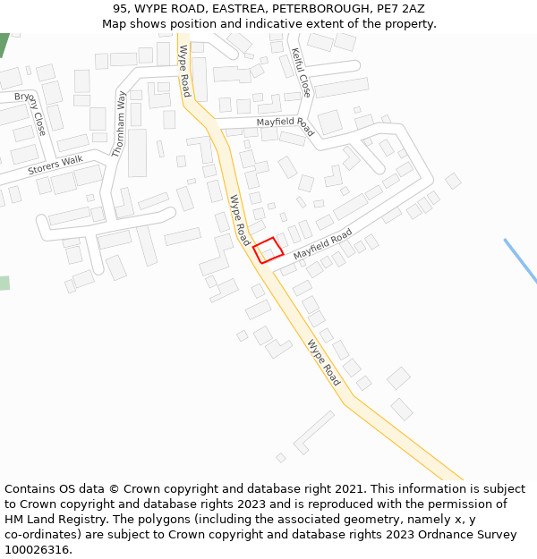 95, WYPE ROAD, EASTREA, PETERBOROUGH, PE7 2AZ: Location map and indicative extent of plot