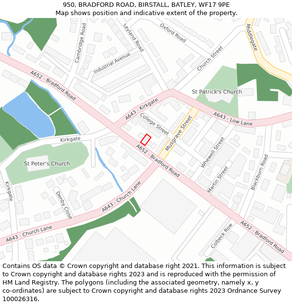 950, BRADFORD ROAD, BIRSTALL, BATLEY, WF17 9PE: Location map and indicative extent of plot