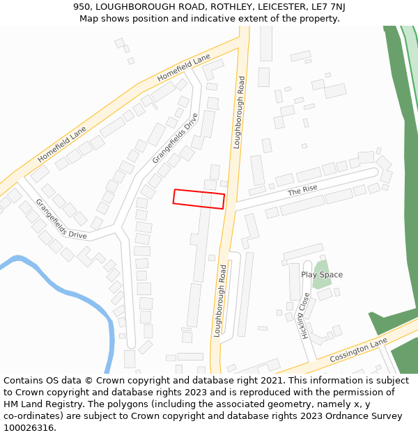 950, LOUGHBOROUGH ROAD, ROTHLEY, LEICESTER, LE7 7NJ: Location map and indicative extent of plot