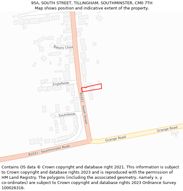 95A, SOUTH STREET, TILLINGHAM, SOUTHMINSTER, CM0 7TH: Location map and indicative extent of plot